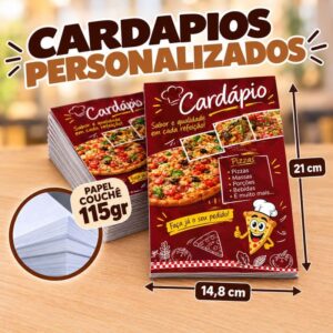 CARDÁPIOS CARDÁPIOS PERSONALIZADOS SIMPLES COUCHÊ 250G